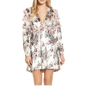 KAS Designs Floral Velvet Ruffle Mini Dress boho whimsi  romantic fairy dainty s